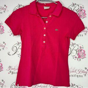 Lacoste Pink Polo Shirt crocodile alligator 🐊 logo button up golf preppy collar